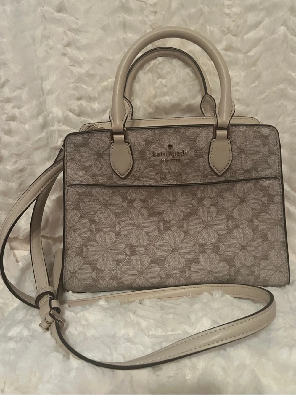 Kate Spade Beige Floral Signature Satchel - New Without Tags - Never Used
